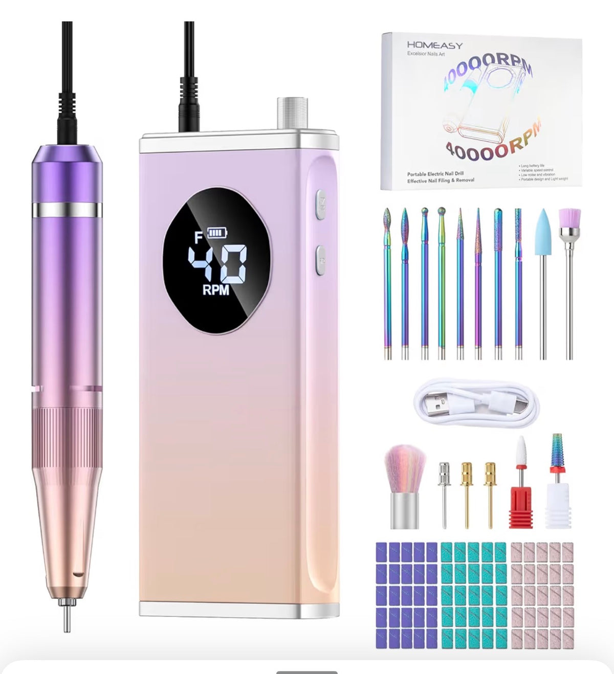 PONCEUSE ONGLES PROFESSIONNELLE 40000 RPM ECRAN LED